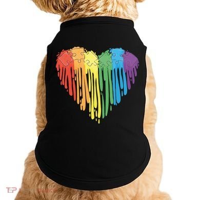 Autism Awareness Rainbow Puzzle Heart Doggie Tank