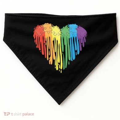 Autism Awareness Rainbow Puzzle Heart USA-Made Doggie Bandana