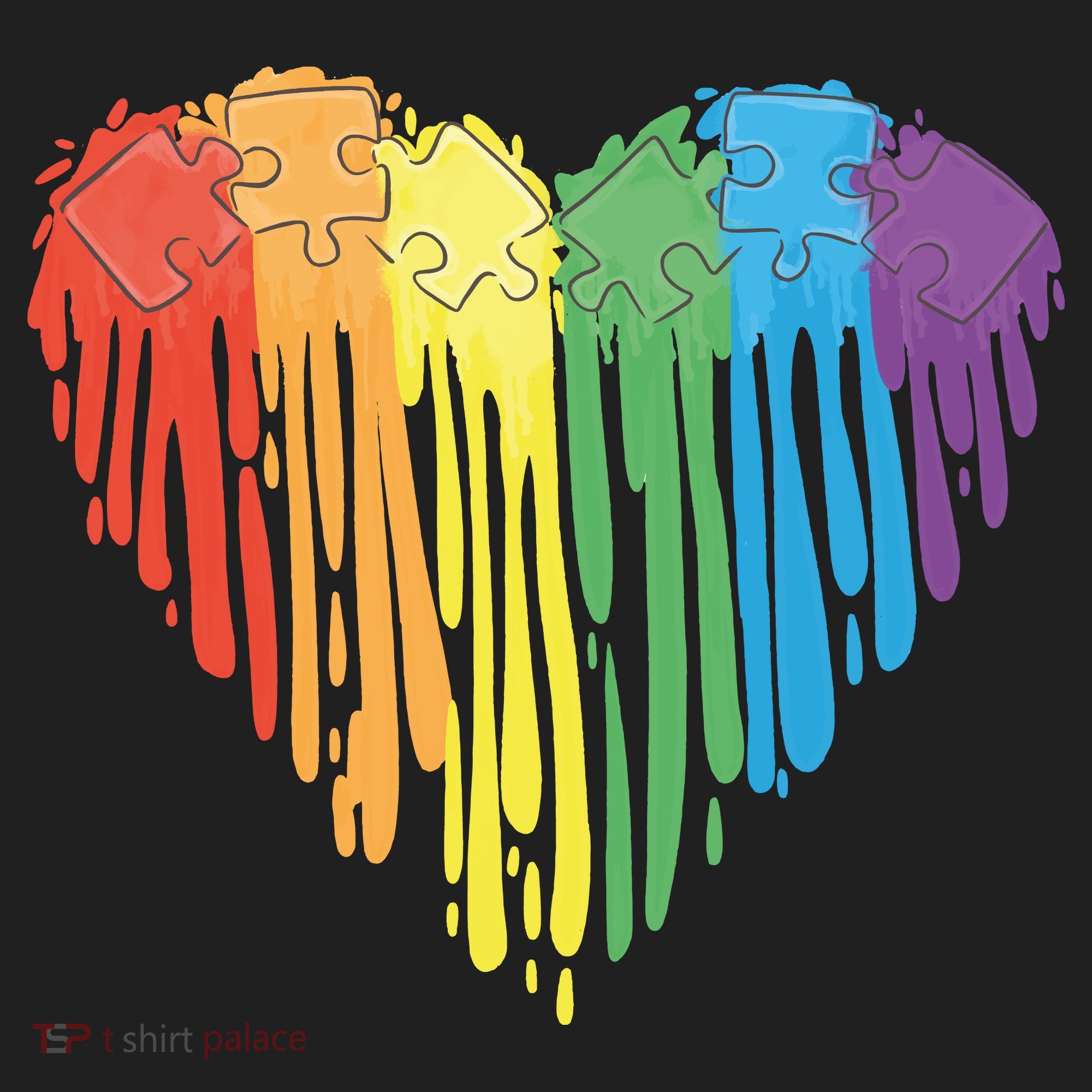 Autism Awareness Rainbow Puzzle Heart Beanie