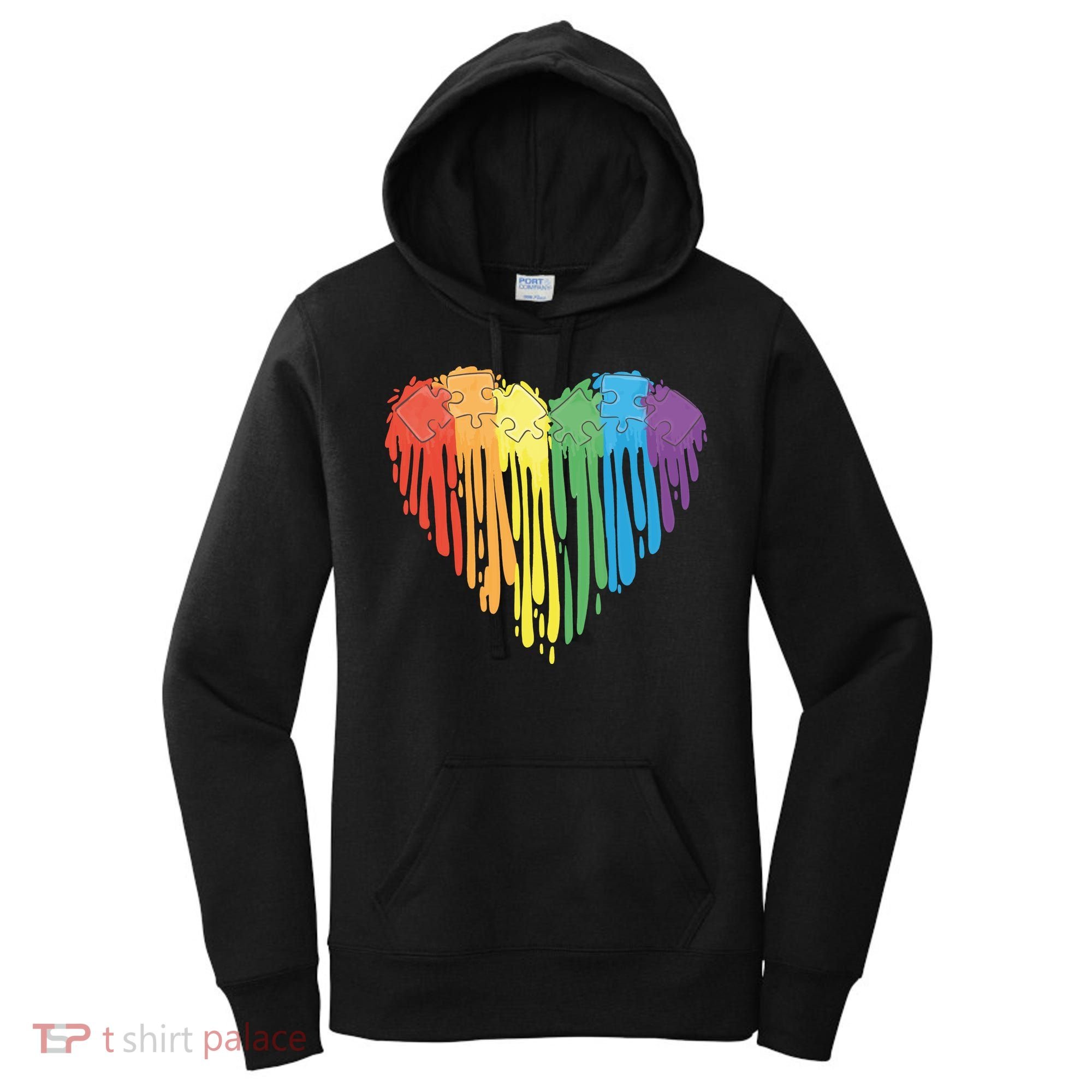 Autism Awareness Rainbow Puzzle Heart Women's Hoodie