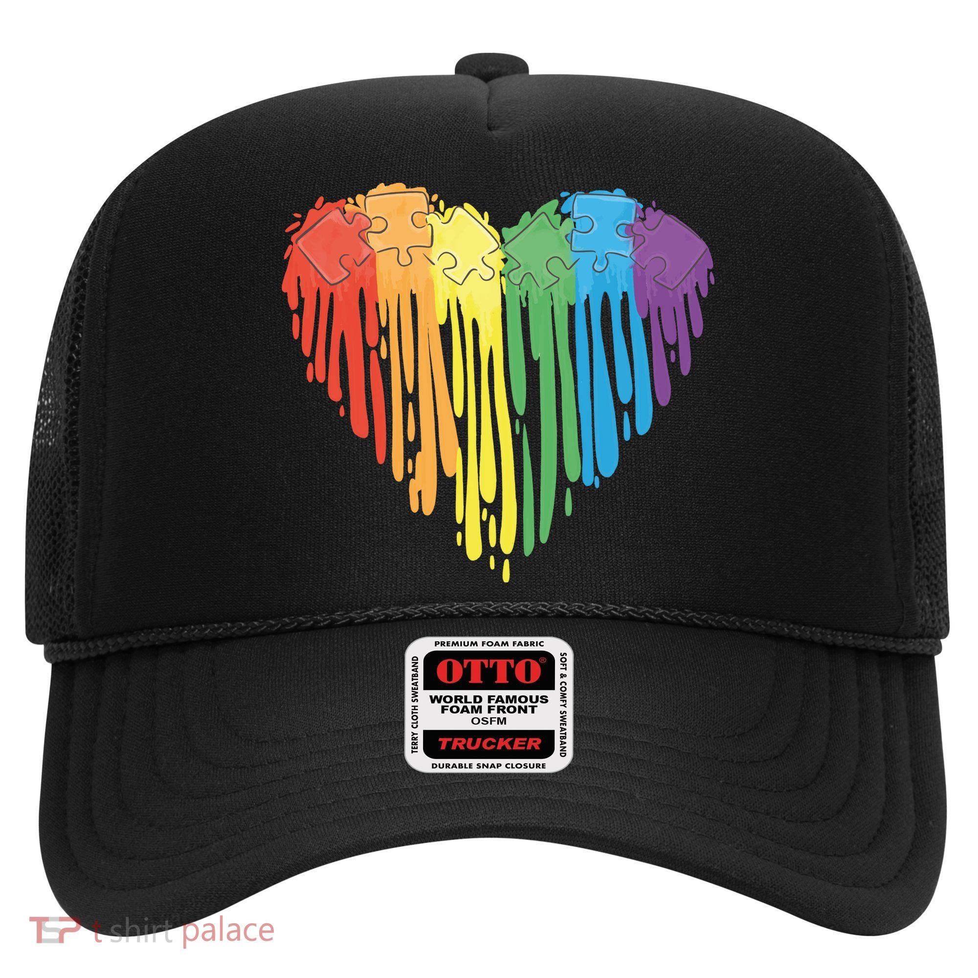 Autism Awareness Rainbow Puzzle Heart Hat