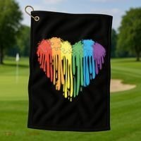 Autism Awareness Rainbow Puzzle Heart Golf Towel thumb 1