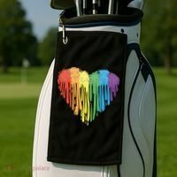 Autism Awareness Rainbow Puzzle Heart Golf Towel thumb 2
