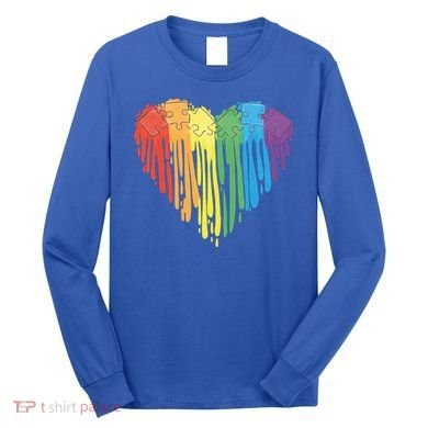 Autism Awareness Rainbow Puzzle Heart Long Sleeve Shirt