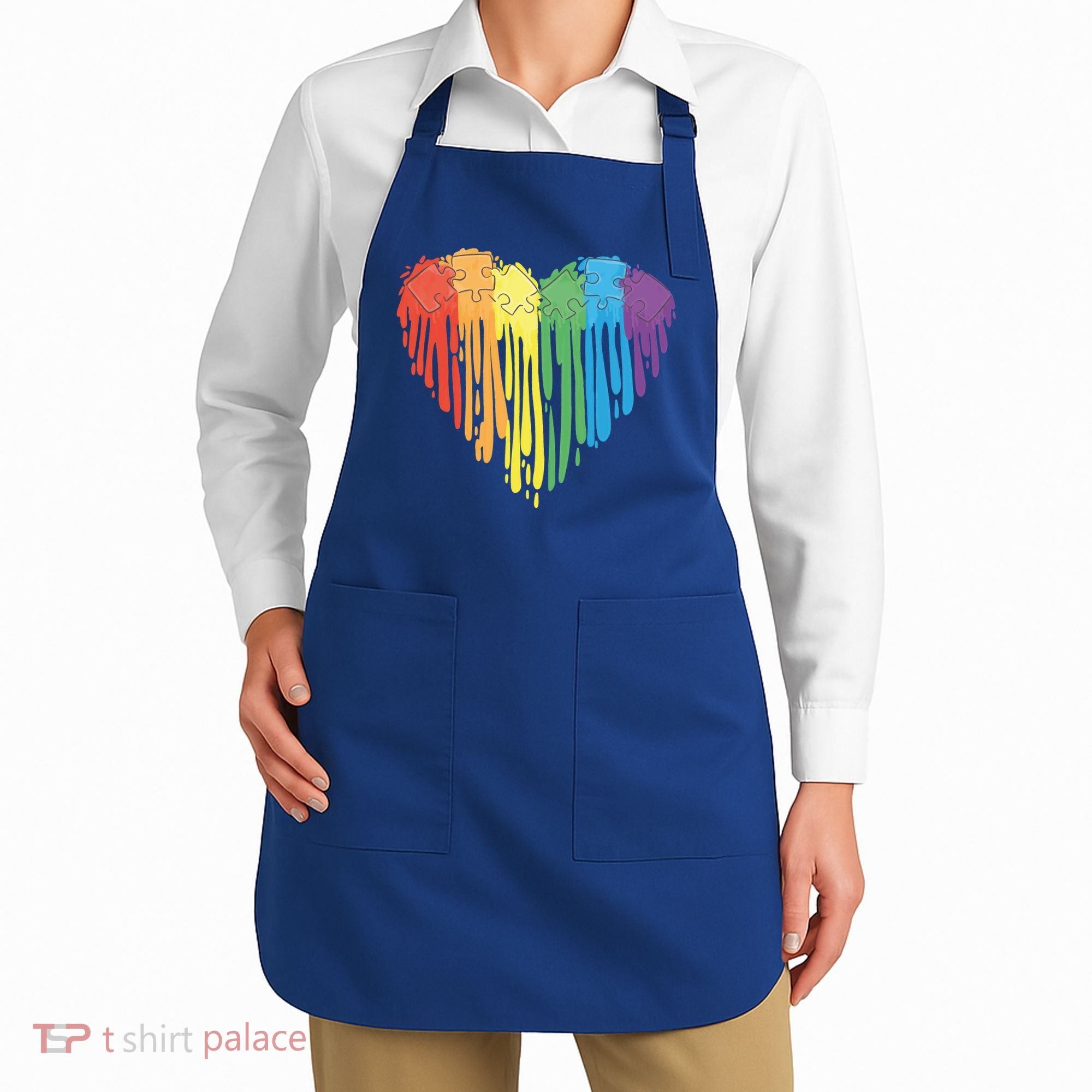 Autism Awareness Rainbow Puzzle Heart Apron