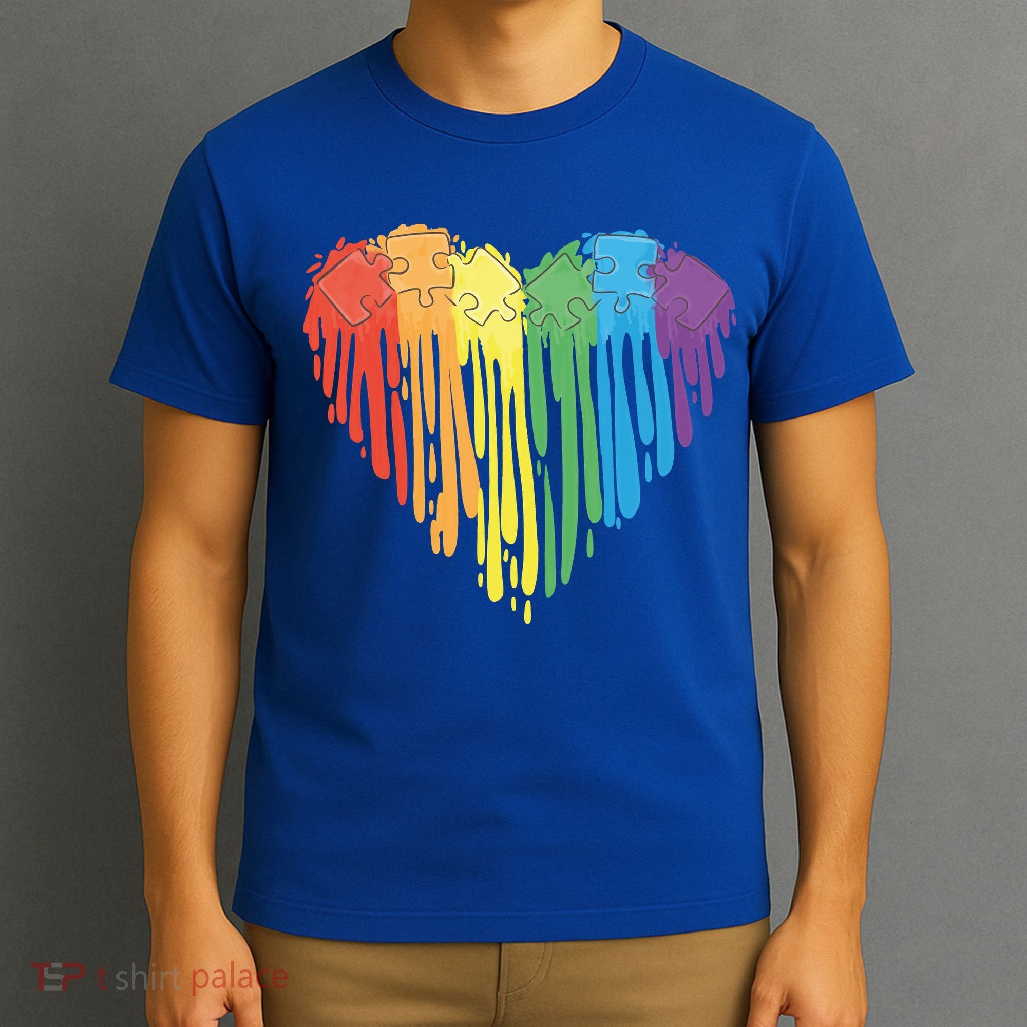 Autism Awareness Rainbow Puzzle Heart T-Shirt