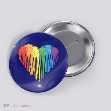 Autism Awareness Rainbow Puzzle Heart Button