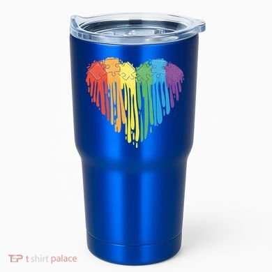 Autism Awareness Rainbow Puzzle Heart Tumbler