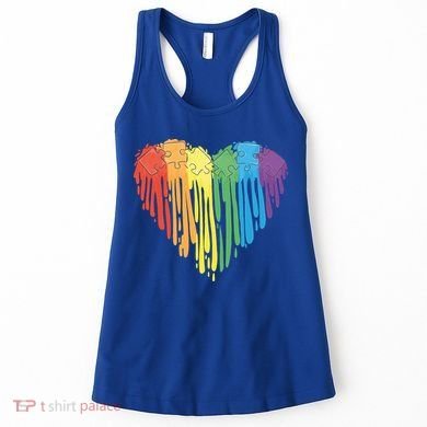 Autism Awareness Rainbow Puzzle Heart Women's Tank Top
