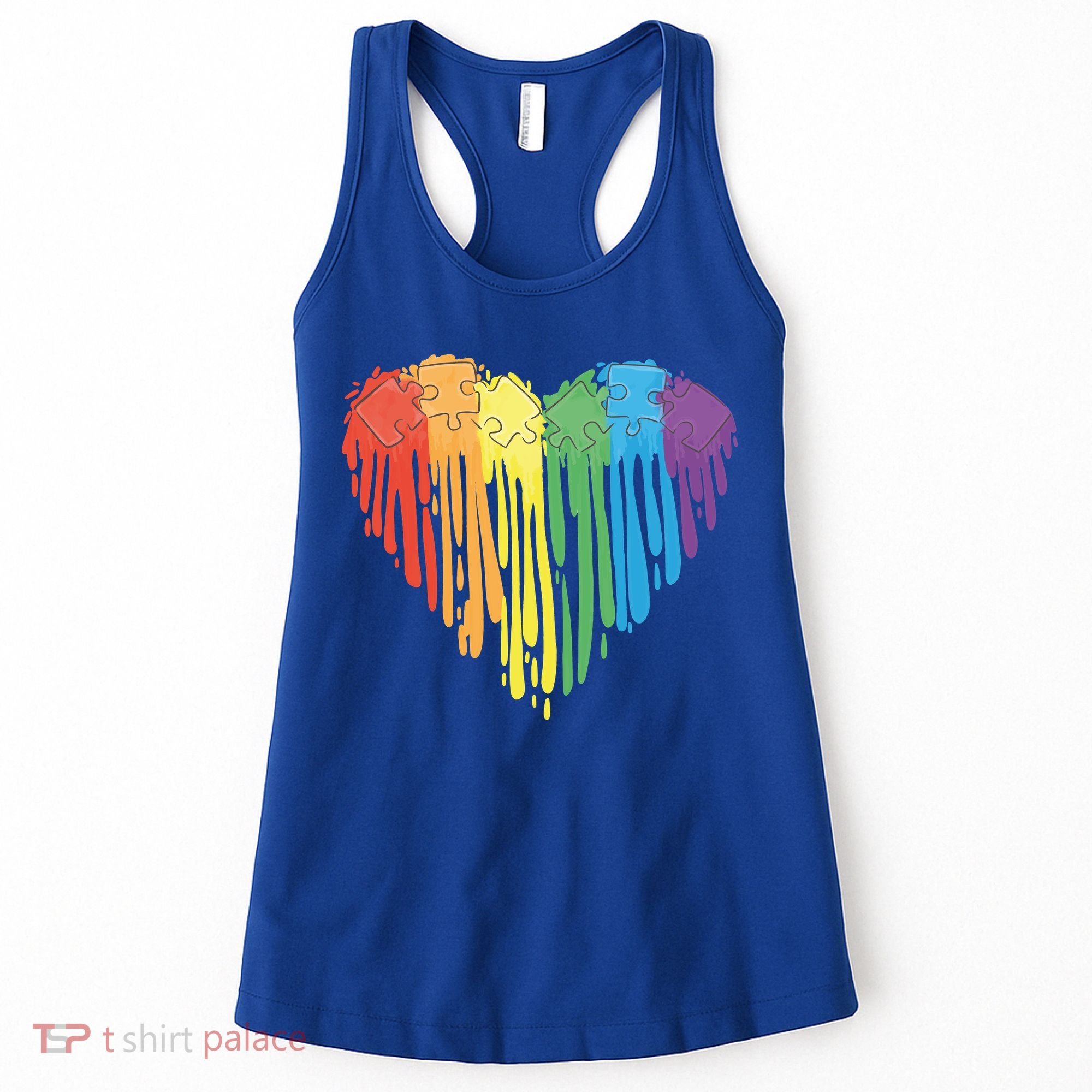 Autism Awareness Rainbow Puzzle Heart Women's Tank Top