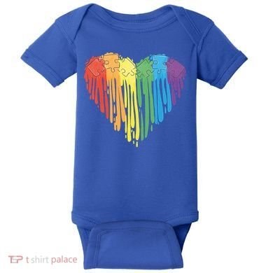 Autism Awareness Rainbow Puzzle Heart Baby Bodysuit