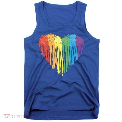 Autism Awareness Rainbow Puzzle Heart Tank Top
