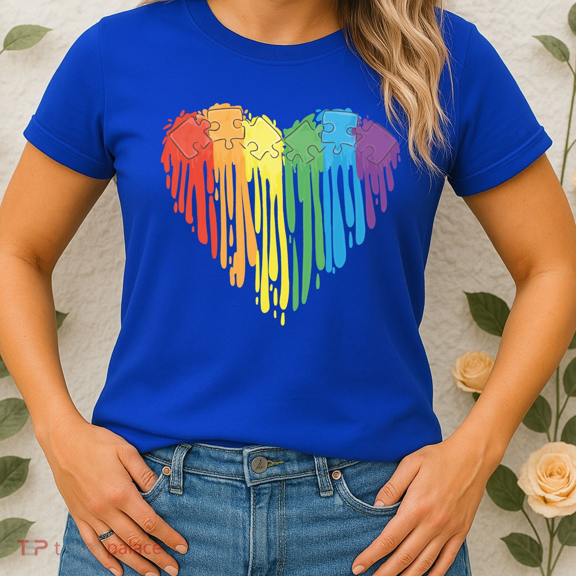 Autism Awareness Rainbow Puzzle Heart Women's T-Shirt