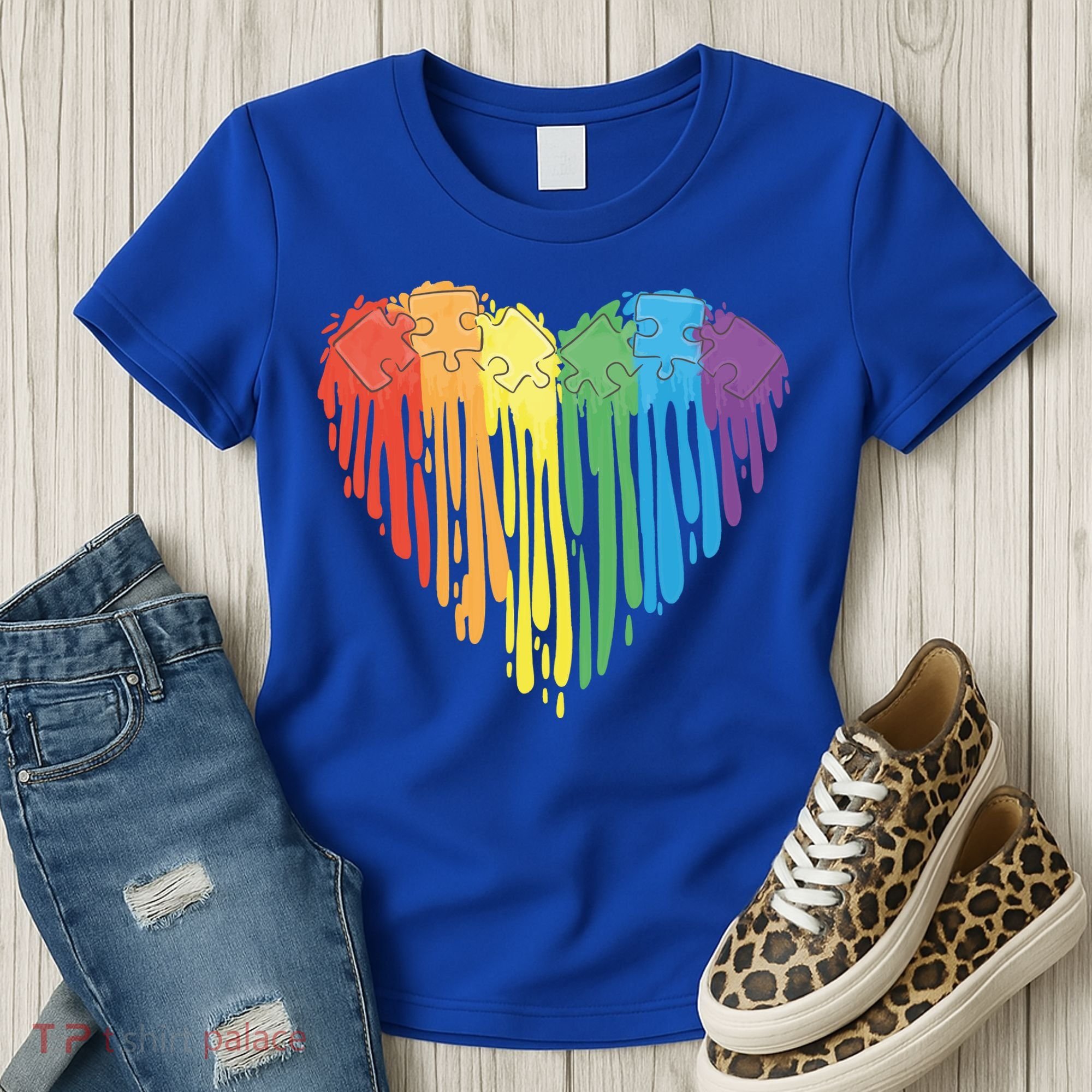 Autism Awareness Rainbow Puzzle Heart Women's T-Shirt