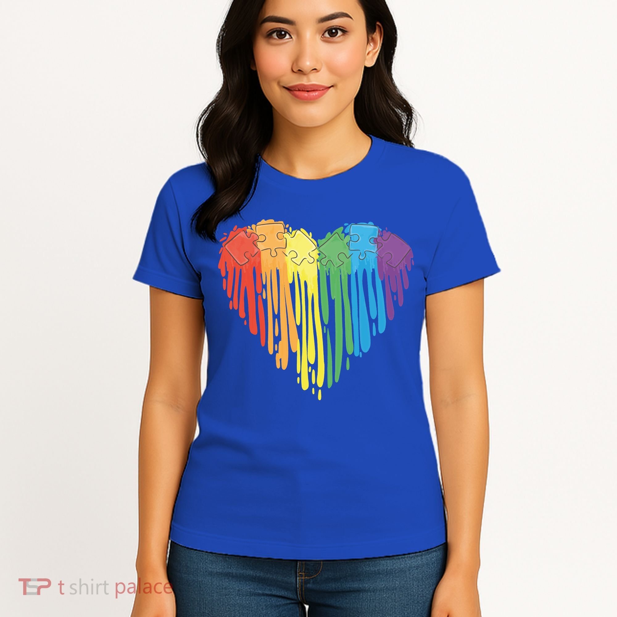 Autism Awareness Rainbow Puzzle Heart Women's T-Shirt