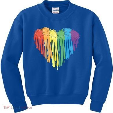 Autism Awareness Rainbow Puzzle Heart Kids Sweatshirt