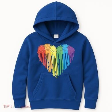 Autism Awareness Rainbow Puzzle Heart Kids Hoodie