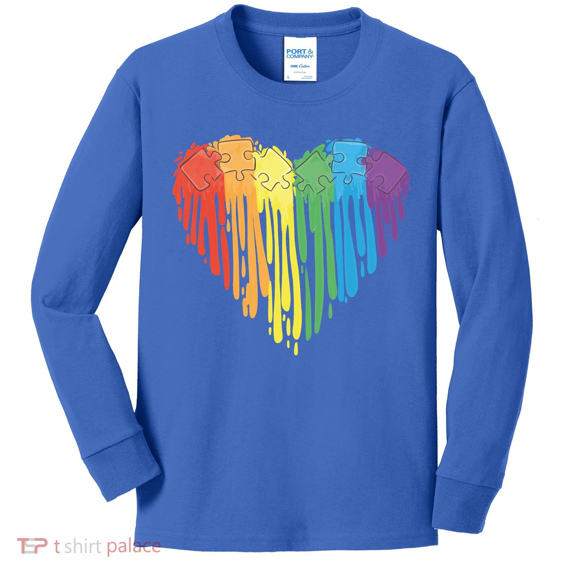 Autism Awareness Rainbow Puzzle Heart Kids Long Sleeve Shirt