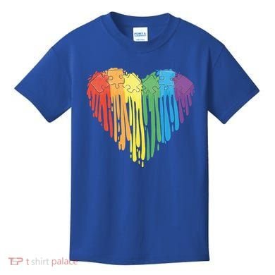 Autism Awareness Rainbow Puzzle Heart Kids T-Shirt