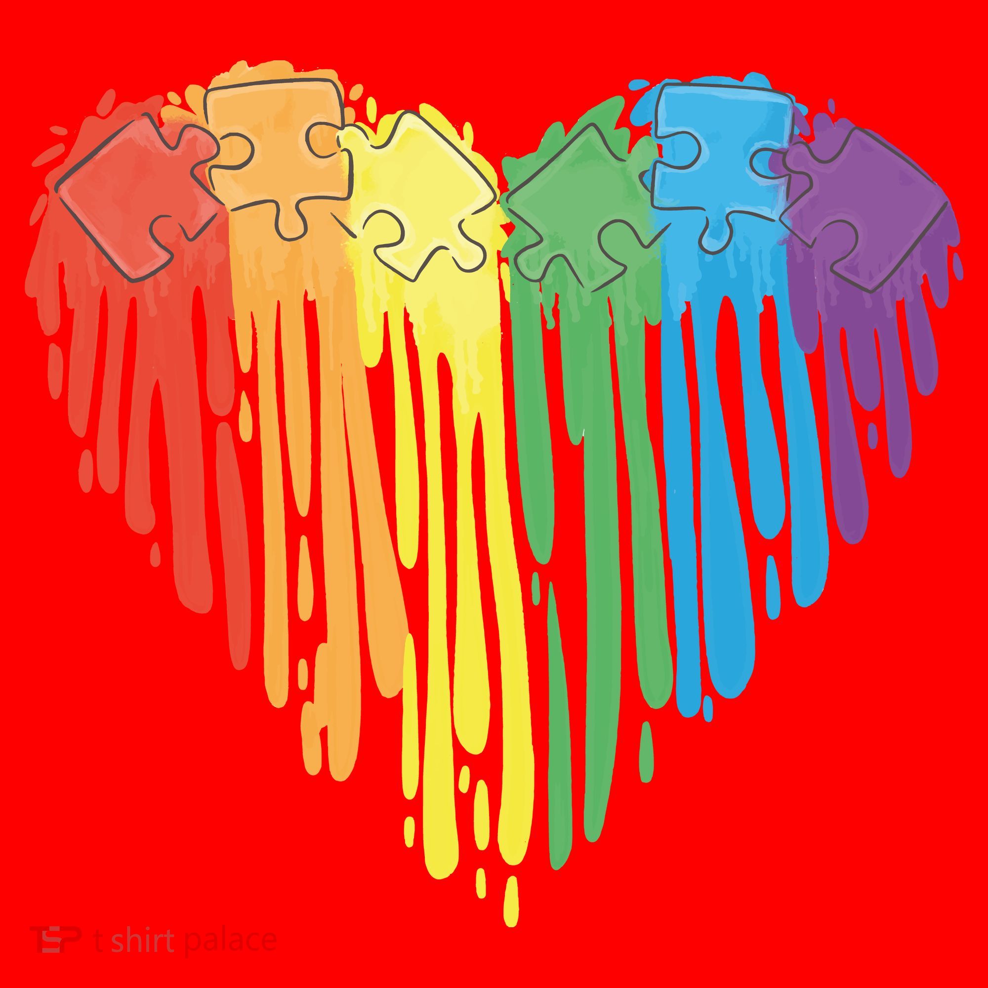 Autism Awareness Rainbow Puzzle Heart Santa Hat