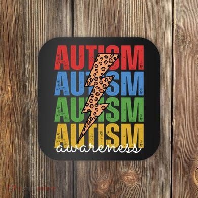 Autism Awareness Retro Cheetah Lightning Coaster