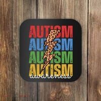 Autism Awareness Retro Cheetah Lightning Coaster thumb 0