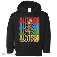Autism Awareness Retro Cheetah Lightning Toddler Hoodie thumb 0