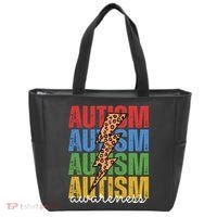 Autism Awareness Retro Cheetah Lightning Tote Bag thumb 0