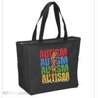 Autism Awareness Retro Cheetah Lightning Tote Bag thumb 2