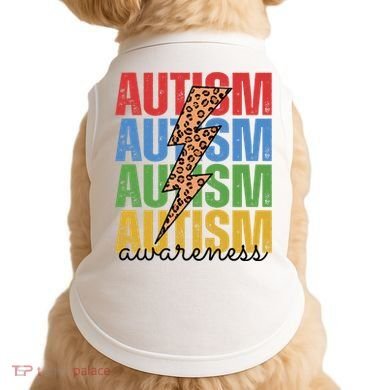 Autism Awareness Retro Cheetah Lightning Doggie Tank