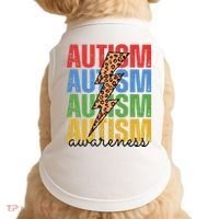 Autism Awareness Retro Cheetah Lightning Doggie Tank thumb 0