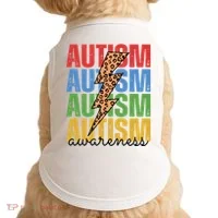 Autism Awareness Retro Cheetah Lightning Doggie Tank thumb 0