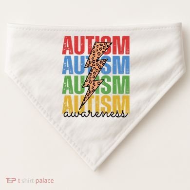 Autism Awareness Retro Cheetah Lightning USA-Made Doggie Bandana