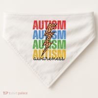 Autism Awareness Retro Cheetah Lightning USA-Made Doggie Bandana thumb 0
