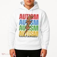 Autism Awareness Retro Cheetah Lightning Hoodie thumb 2
