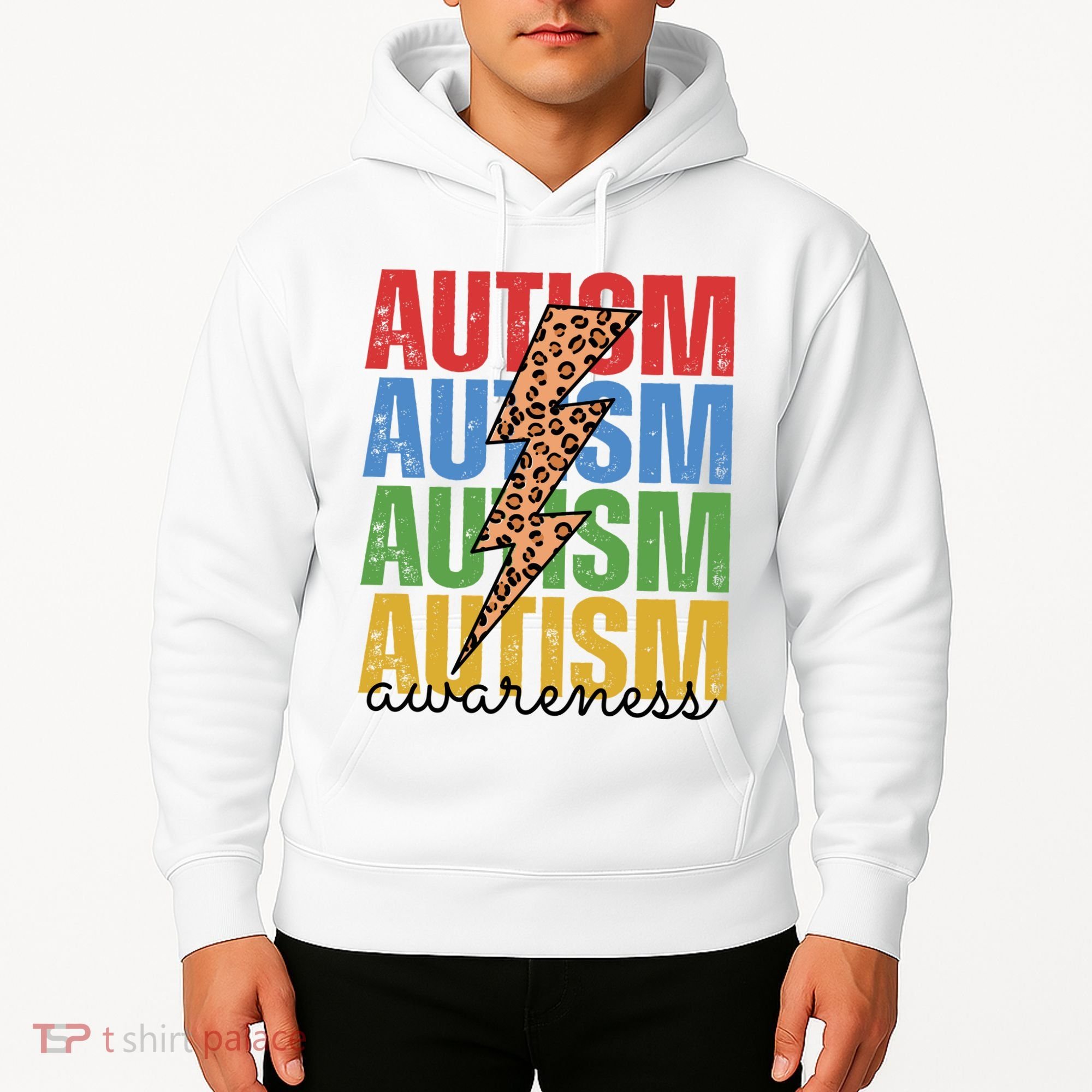 Autism Awareness Retro Cheetah Lightning Hoodie