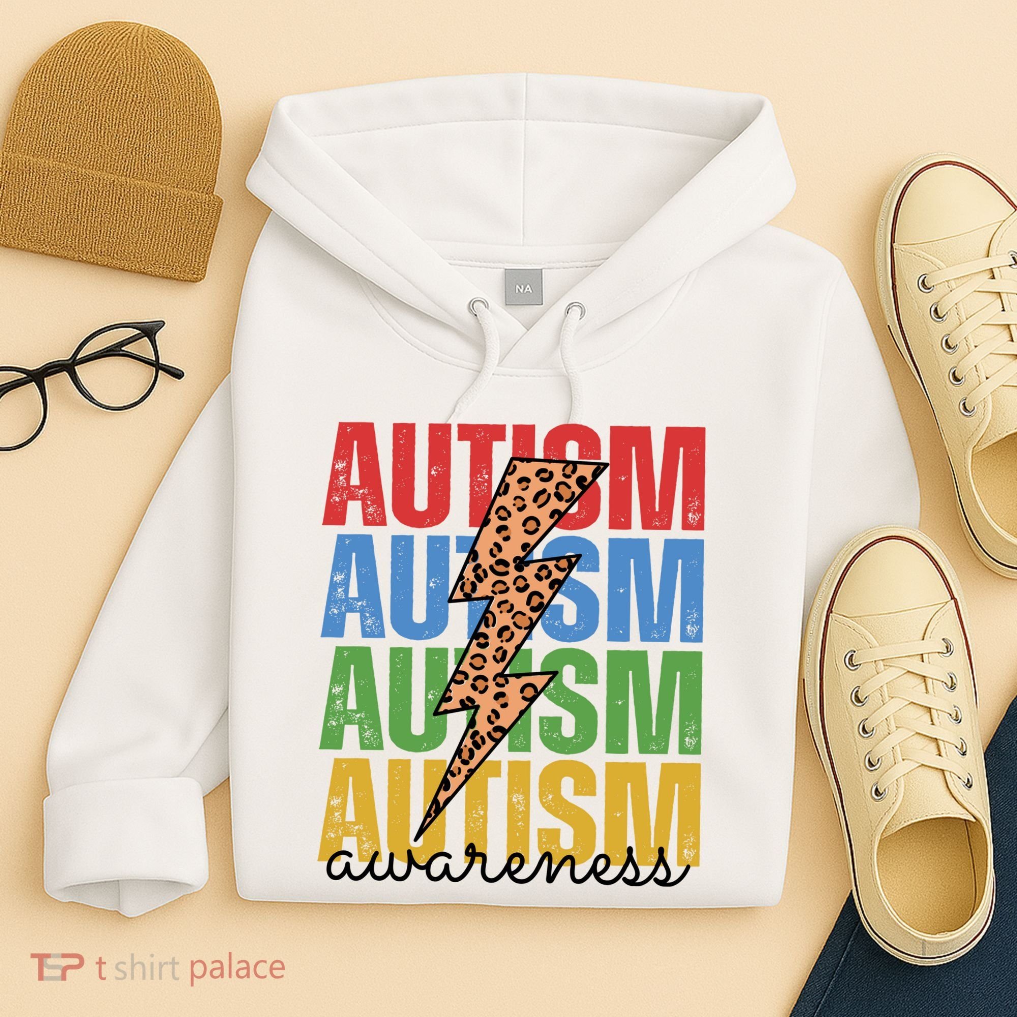 Autism Awareness Retro Cheetah Lightning Hoodie