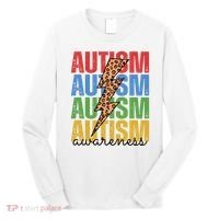 Autism Awareness Retro Cheetah Lightning Long Sleeve Shirt thumb 0
