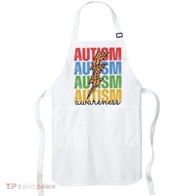 Autism Awareness Retro Cheetah Lightning Apron