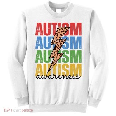 Autism Awareness Retro Cheetah Lightning Sweatshirt