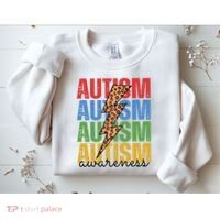 Autism Awareness Retro Cheetah Lightning Sweatshirt thumb 2