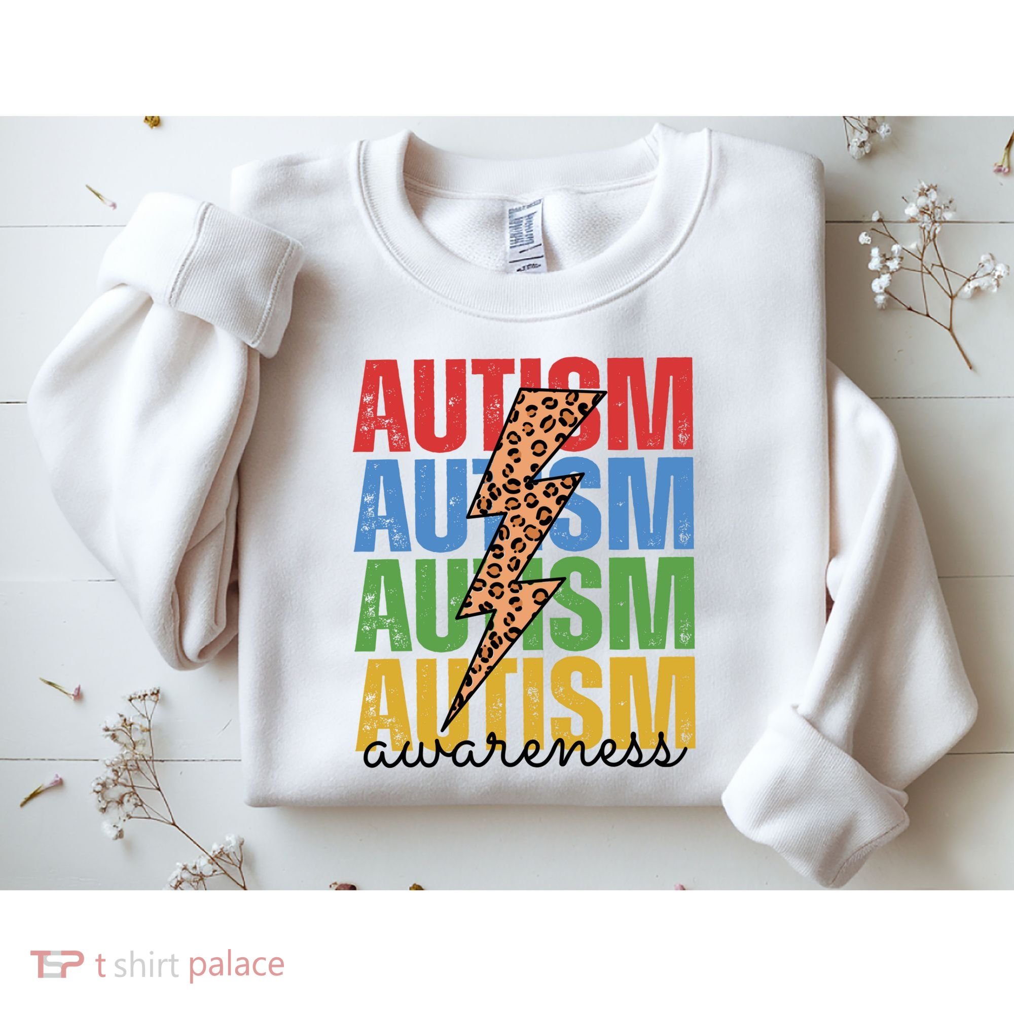 Autism Awareness Retro Cheetah Lightning Sweatshirt
