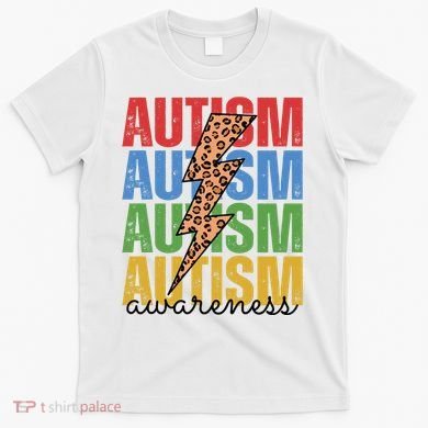 Autism Awareness Retro Cheetah Lightning T-Shirt