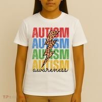 Autism Awareness Retro Cheetah Lightning T-Shirt thumb 4