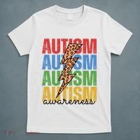 Autism Awareness Retro Cheetah Lightning T-Shirt thumb 5