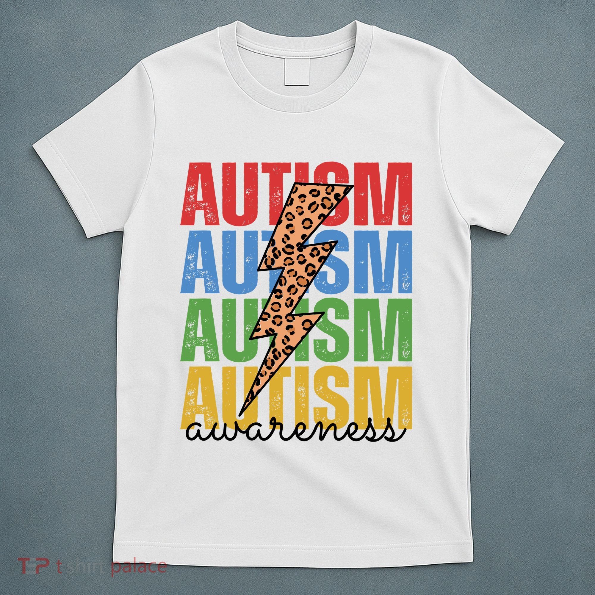 Autism Awareness Retro Cheetah Lightning T-Shirt