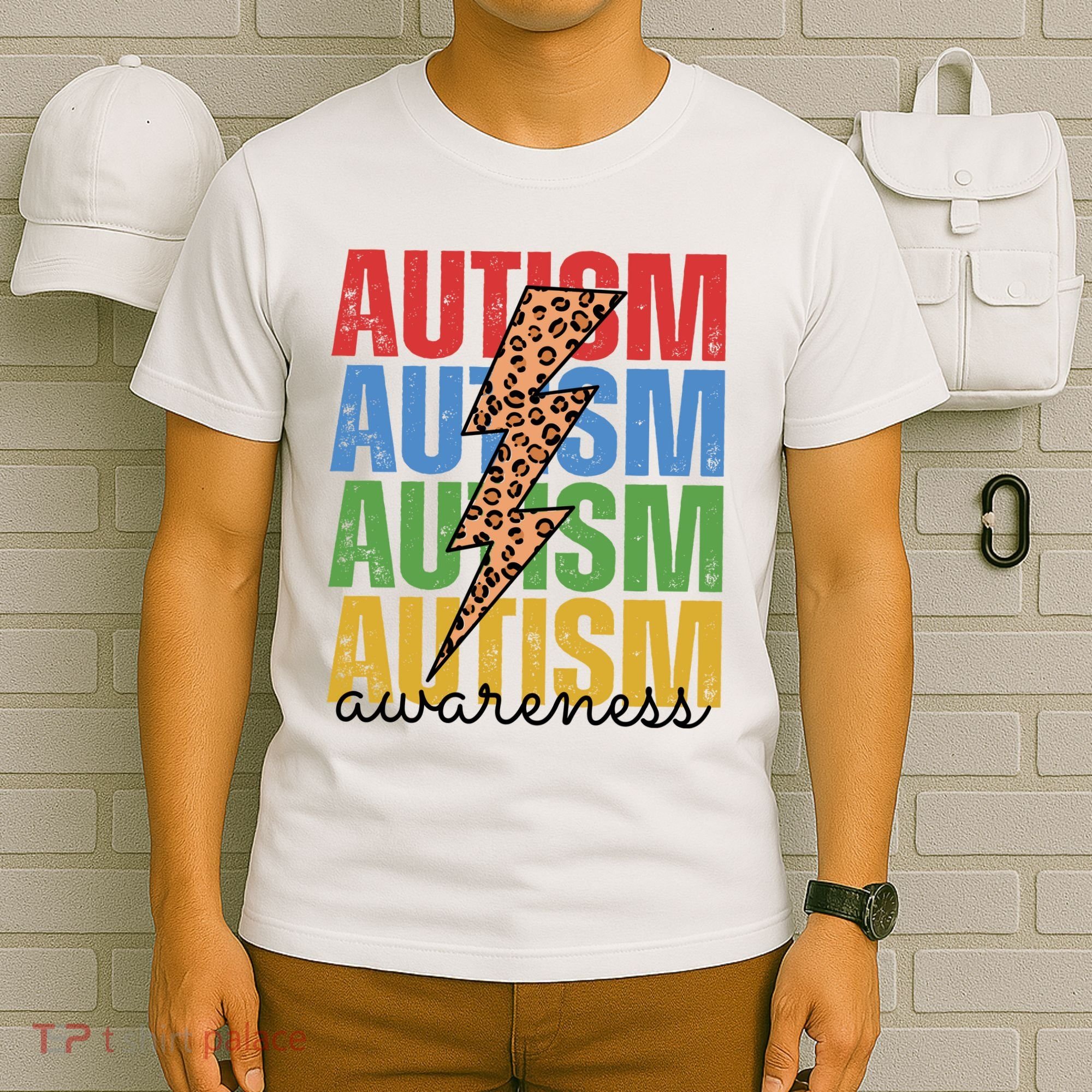 Autism Awareness Retro Cheetah Lightning T-Shirt
