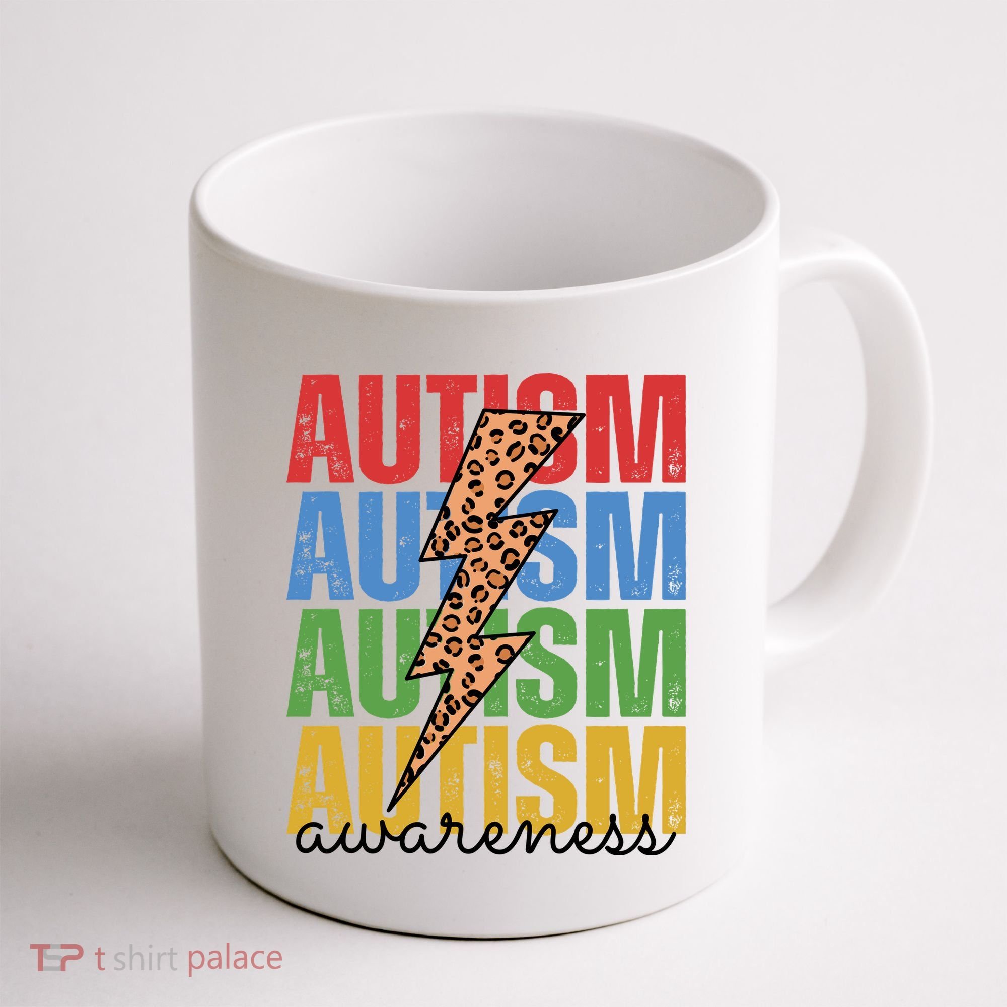 Autism Awareness Retro Cheetah Lightning Coffee Mug
