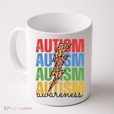Autism Awareness Retro Cheetah Lightning Coffee Mug