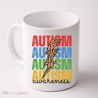 Autism Awareness Retro Cheetah Lightning Coffee Mug thumb 0
